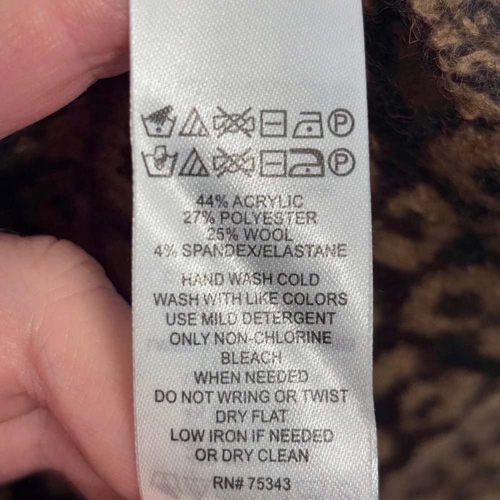 NWT Christian Siriano Sweater Coat Leopard Print Knit Brown Black‎ 2x - Picture 6 of 8